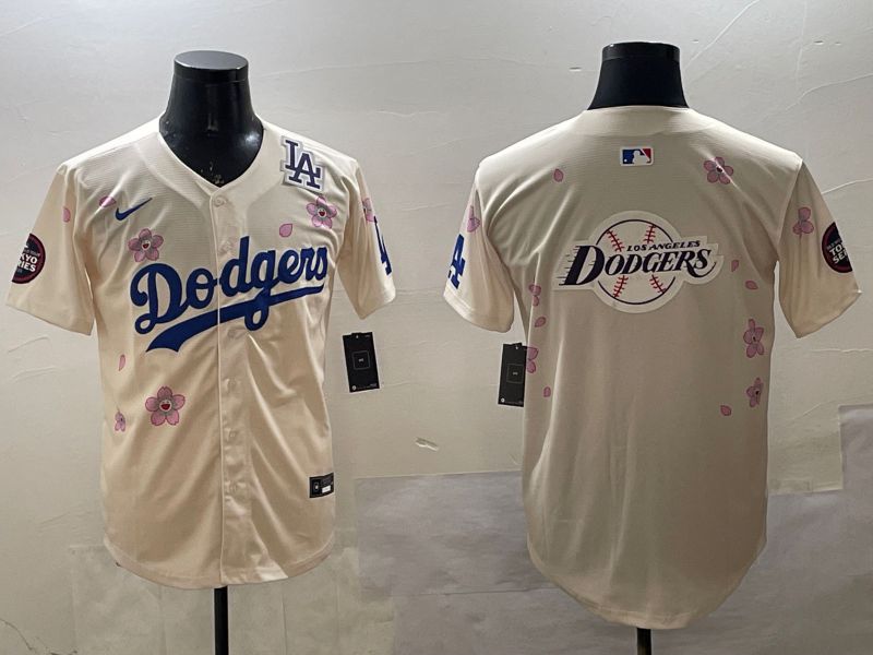 Men Los Angeles Dodgers Blank Cream Sakura Edition 2025 Nike MLB Jersey style 30->los angeles dodgers->MLB Jersey